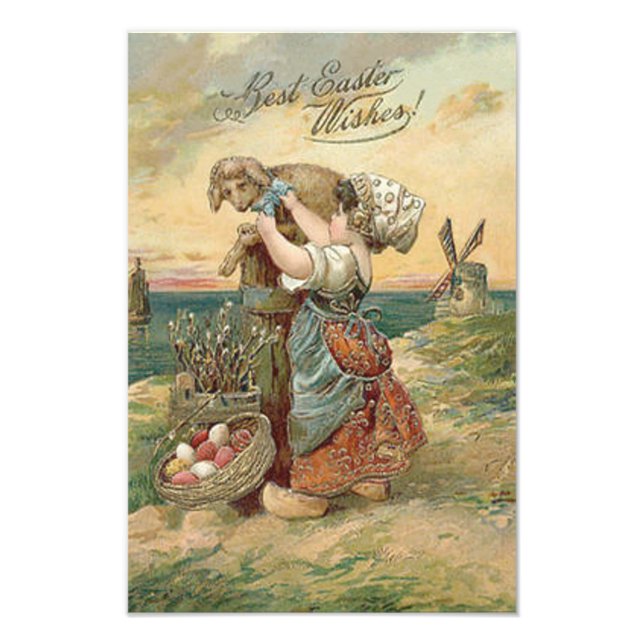 Little Girl Windmill Easter Egg Lamb Photo Print (Front)