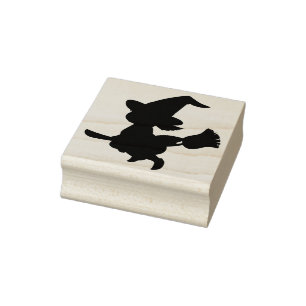 Little girl witch silhouette art stamp