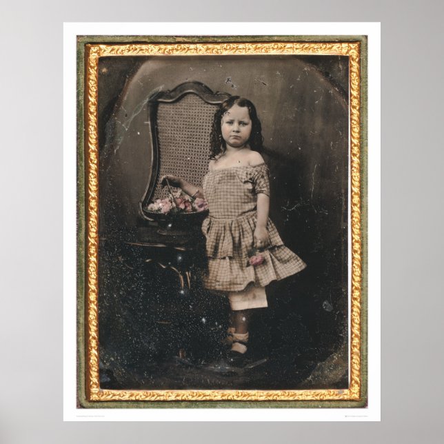 Little girl with a basket of flowers (40319) poster (Front)