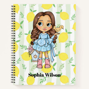 Little Girl with a Bird and Lemons Notebook