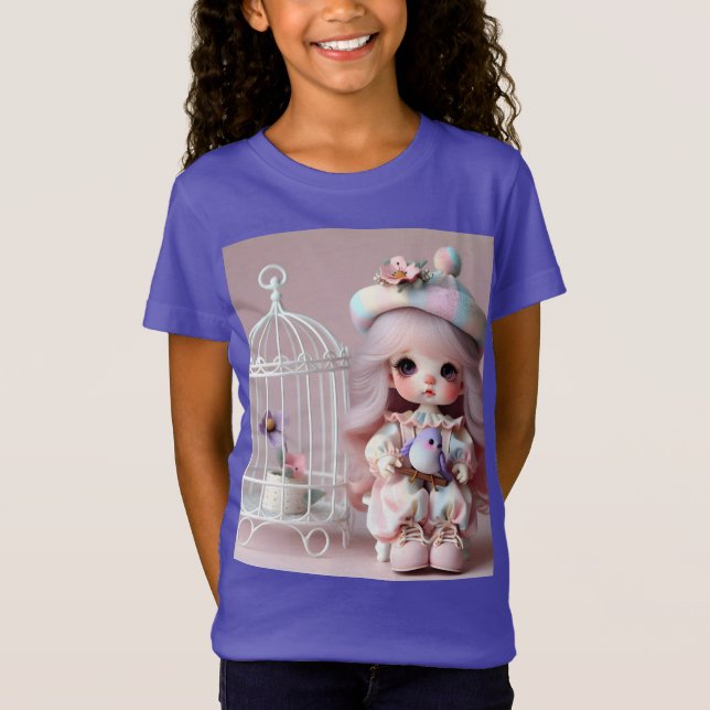  Little Girl with a Bird, Collection by Natasha Us T-Shirt (Front)