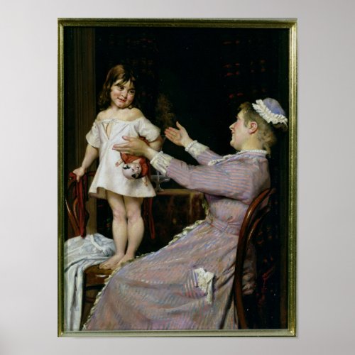 Little Girl with a Doll and Her Nurse 1896 Poster