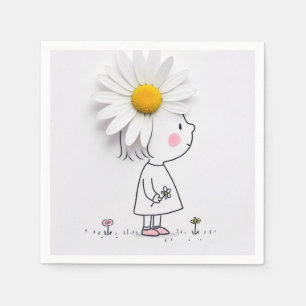 Little Girl With a White Daisy On Her Head Napkins