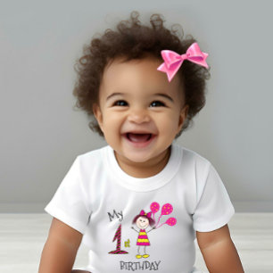 Little girl with balloons baby bodysuit