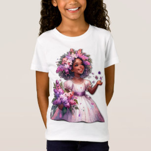 Little Girl With Beautiful Spring Flowers T-Shirt