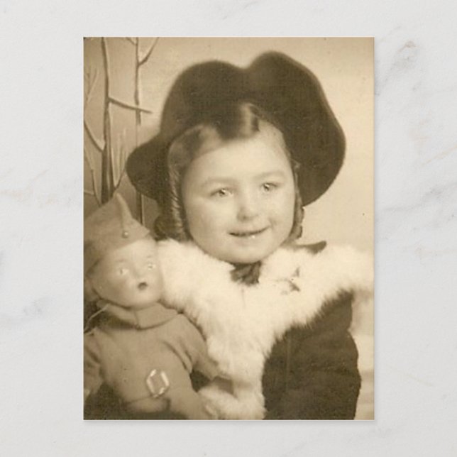 little girl with doll post card (Front)