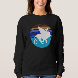 Little Girl with her Wingled Lion imagination retr Sweatshirt
