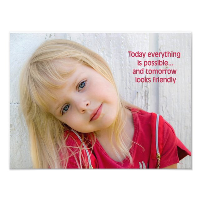 Little Girl With Inspiring Quote Photo Print (Front)