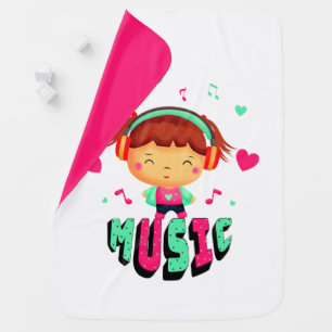 Little girl with music baby blanket