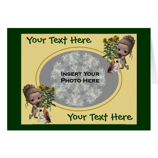 Little Girl With Puppies Photo Card (Front Horizontal)