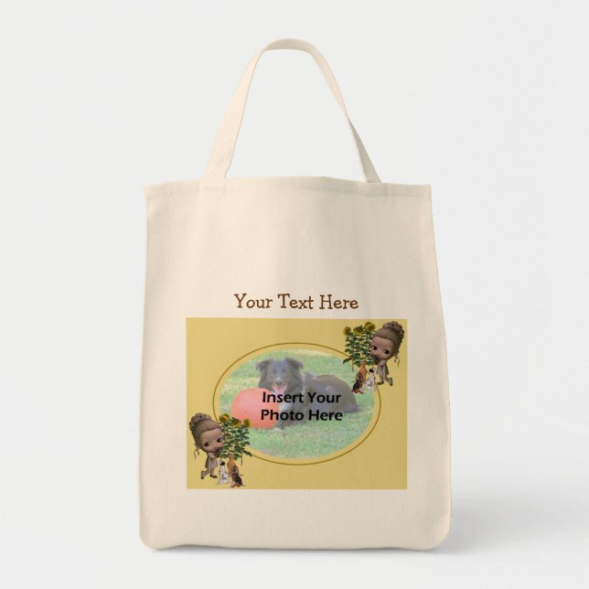 Little Girl With Puppies Photo Tote Bag (Front)