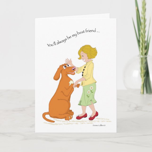Little Girl with Puppy Best Friend Card (Front)