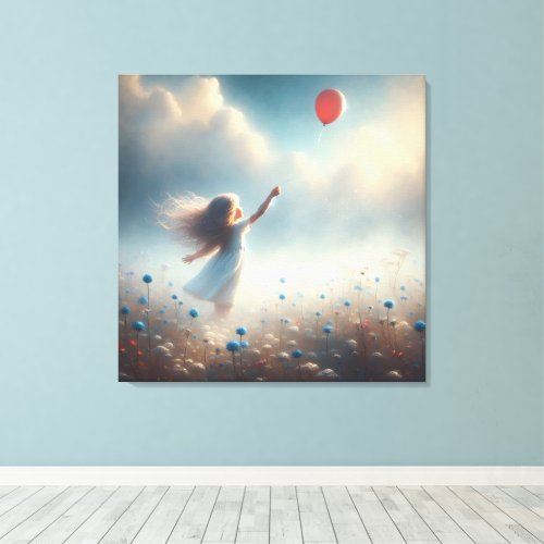 Little Girl With Red Balloon Canvas Print