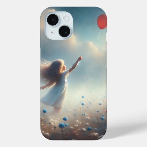 Little Girl With Red Balloon iPhone 15 Case