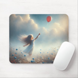 Little Girl With Red Balloon Mouse Pad