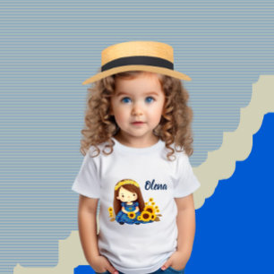 Little girl with sunflowers toddler t-shirt