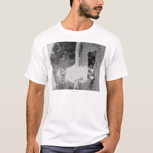 Little Girl with Toy Wagon Photograph T-Shirt (Front)