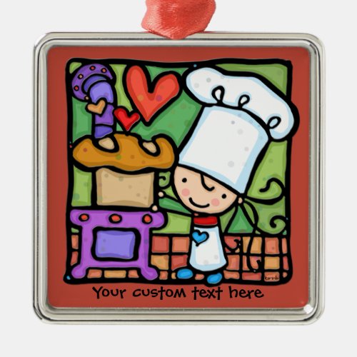 Little Girlie loves to bake bread DK RUST Metal Ornament