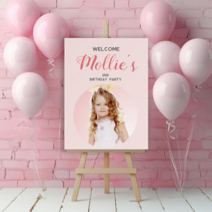 Little Girls 2nd Birthday Pink Photo Foam Board