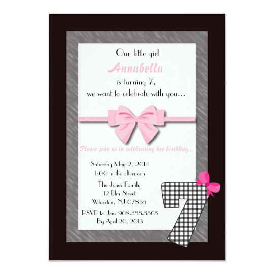 Little Girls 7th Birthday Invitation | Zazzle.com