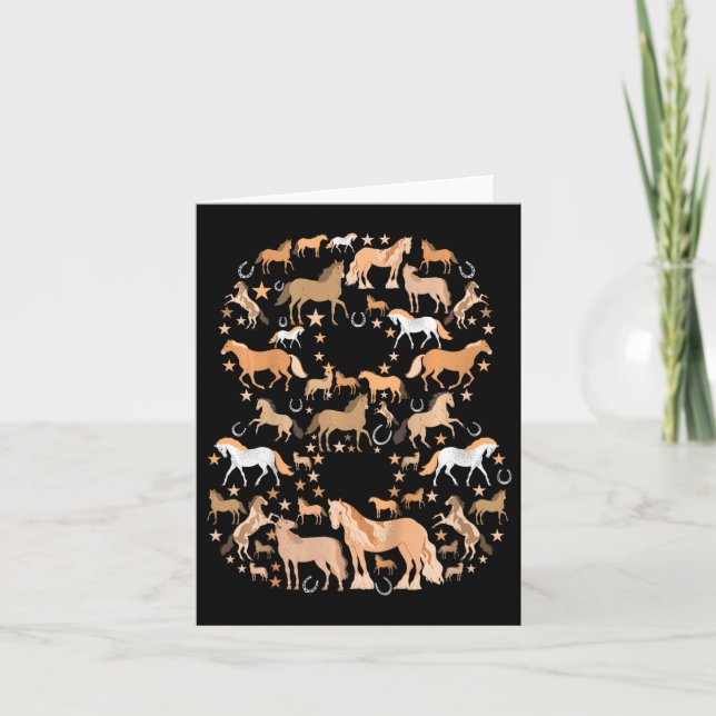 Little Girls 8 Years Old 8th Birthday Horse Graphi Card (Front)