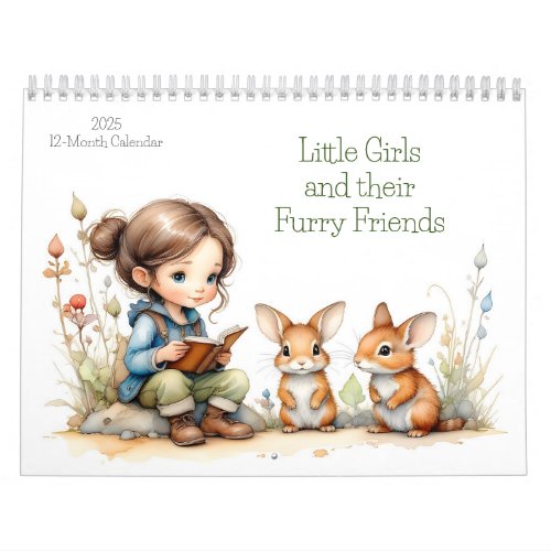 Little Girls and their Furry Friends 12 Month 2025 Calendar