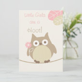 Little Girls Are a Hoot Owl Baby Shower Invitation (Standing Front)