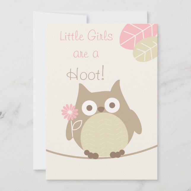 Little Girls Are a Hoot Owl Baby Shower Invitation (Front)