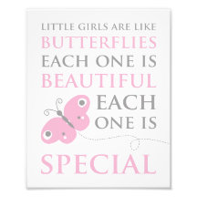 Little Girls Are Like Butterflies Pink Photo Print