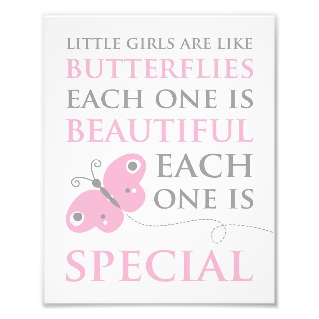 Little Girls Are Like Butterflies Pink Photo Print (Front)