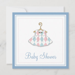 Little Girl's Argyle Dress Baby Shower Invitation