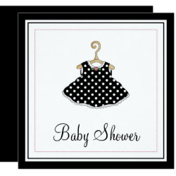 Little Girl's Black Dress Baby Shower Invitation