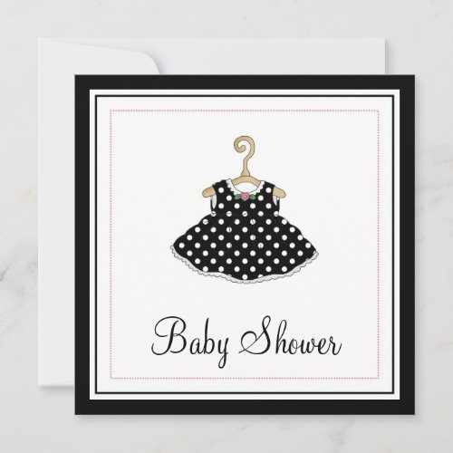 Little Girls Black Dress Baby Shower Invitation