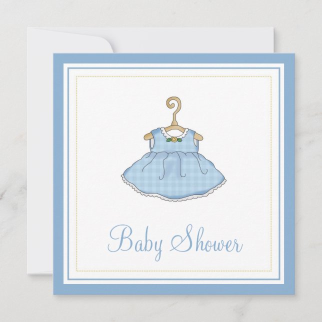 Little Girl's Blue Dress Baby Shower Invitation (Front)
