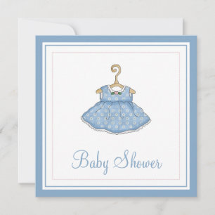 Little Girl's Blue Dress Baby Shower Invitation 2