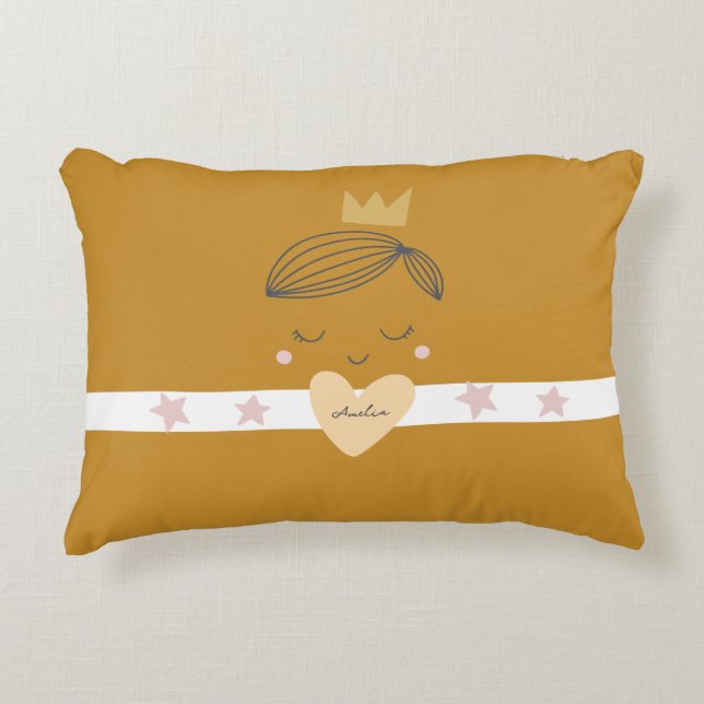 Little Girls Boho Princess Accent Pillow (Front)
