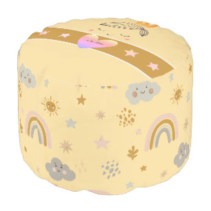 Little Girls Boho Princess Buttercream Yellow Pouf
