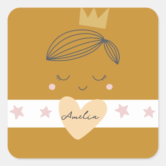 Little Girls Boho Princess Square Sticker (Front)