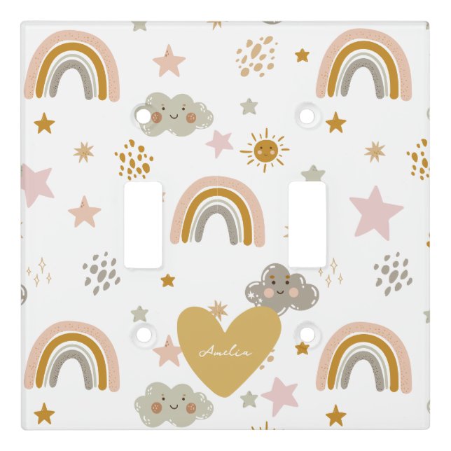 Little Girls Boho Rainbow Weather Light Switch Cover (Front)