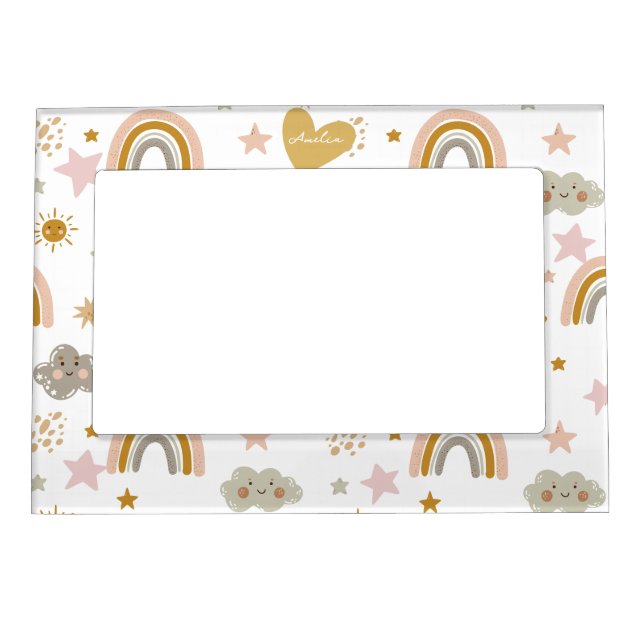 Little Girls Boho Rainbow Weather Magnetic Frame (Front)