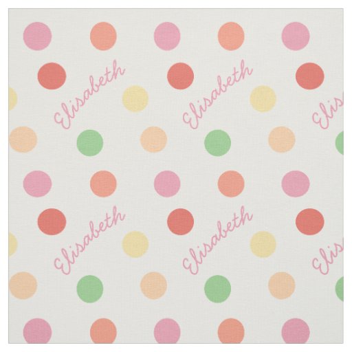 Little Girls Custom Name Polka Dot Pastel Fabric