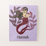 Little Girls Cute Purple Mermaid Jigsaw Puzzle<br><div class="desc">A sweet personal gift for your little girl. This magical mermaid jigsaw puzzle can be customized to include your kids name.</div>