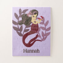 Little Girls Cute Purple Mermaid Jigsaw Puzzle