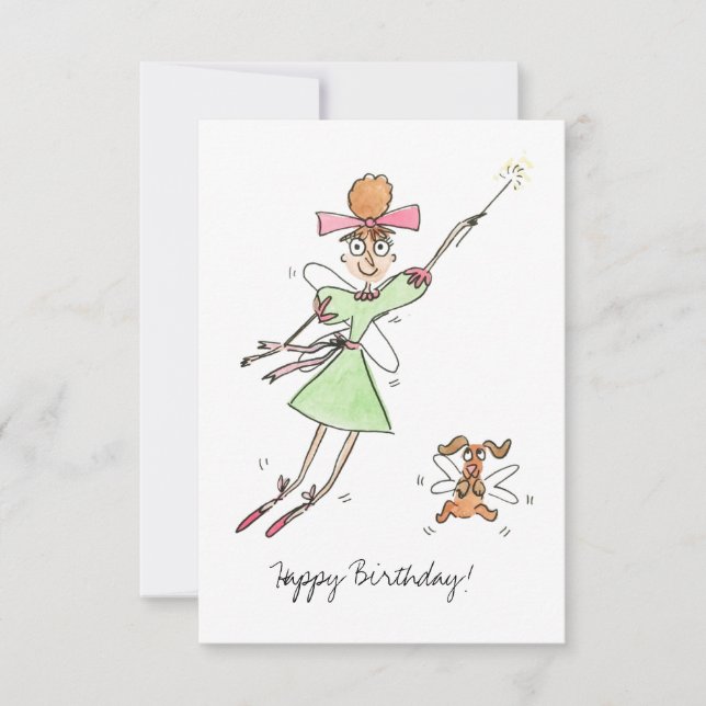 Little girl's fairy birthday card (Front)