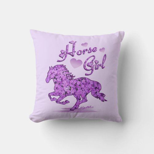 Little Girls Horse Throw Pillow