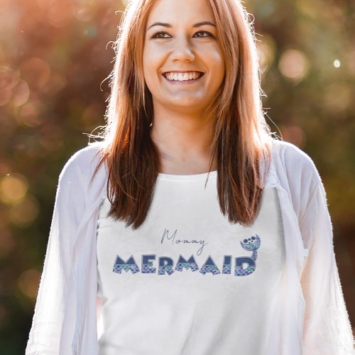 Little Girls Mermaid Birthday Mommy Editable Text T_Shirt