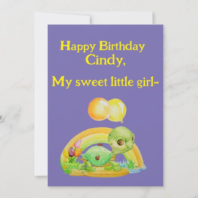 Little Girls Personalized Birthday Greeting Card  (Front)