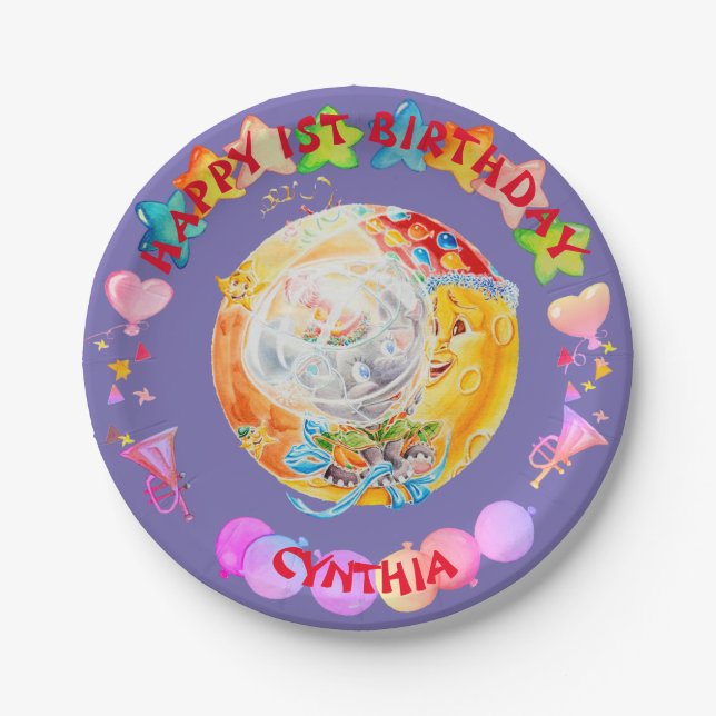 Little Girls Personalized Birthday Paper Plates. Plates (Front)