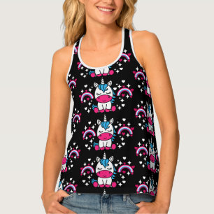 Little Girls Pink Rainbow Unicorn Tank Top