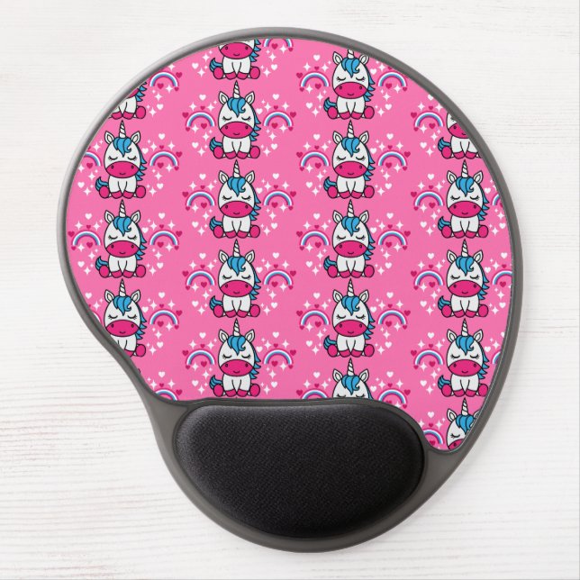 Little Girls Pink Unicorn Pony Gel Mouse Pad (Front)